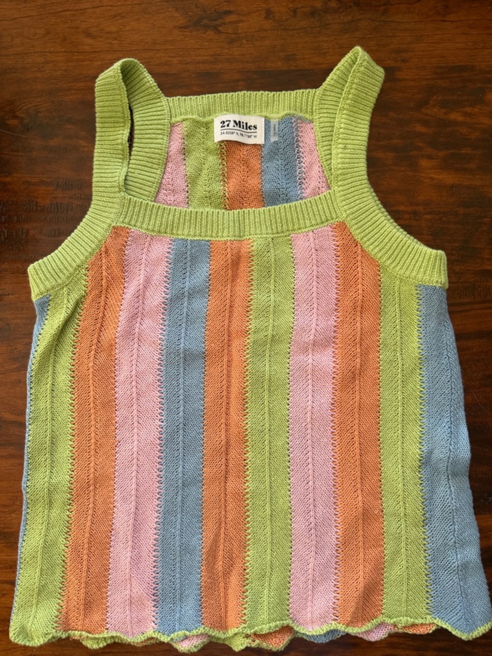27 Miles Multicolor Striped Knit Tank - Lime, Pink, Blue, Orange
